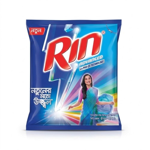 Rin Advanced Synthetic Laundry Detergent Powder 500gm - Unilever